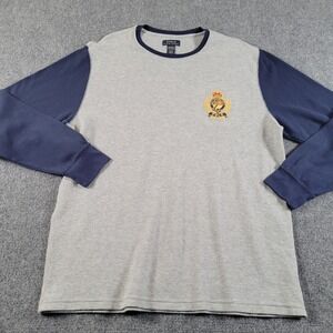 Polo Ralph Lauren Waffle Knit Thermal Shirt Mens 2XL Large Crest Logo Gray Blue